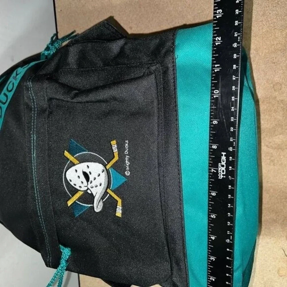 Vintage Anaheim Mighty Ducks Backpack Bag Black NHL Nasco Embroidered